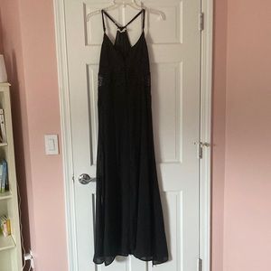 Black Swimsuit Long Flowy Cover Up - Large